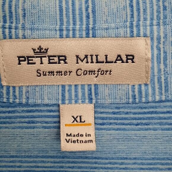 Peter Millar XL Polo Mens Sky Blue Stripe Summer Comfort Golf Shirt Stretch - Picture 3 of 6